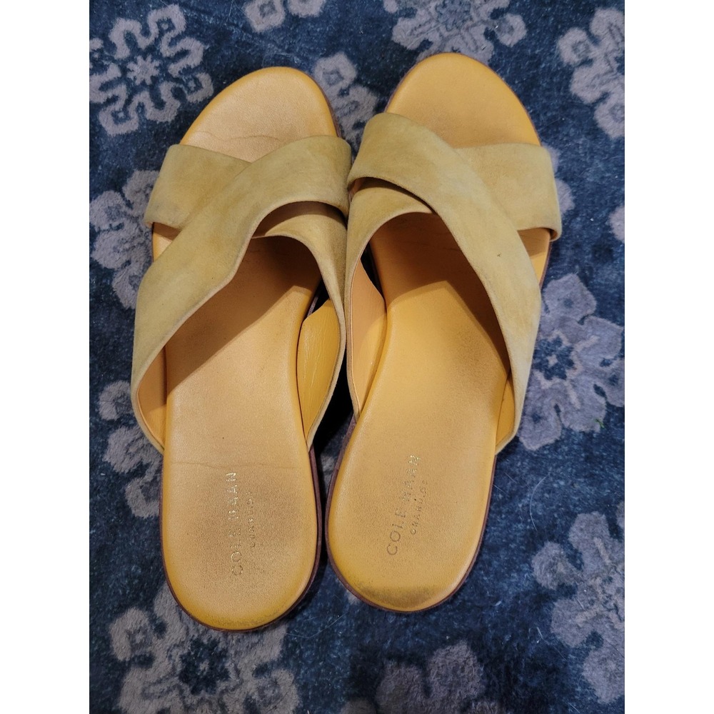 Cole Haan Womens Slides Sandals Criss Cross Strap Size 9.5B Yellow